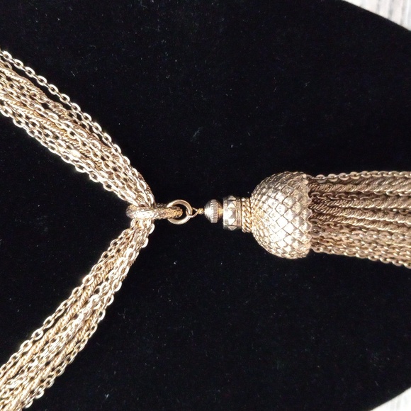 Vintage Necklace Multi Chain And Tassel Golden Necklace - Picture 2 of 7
